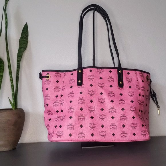 ‼️SOLD‼️MCM Reversible Shopper Tote - Bubblegum Pink Visetos Rare Interior - Picture 6 of 16